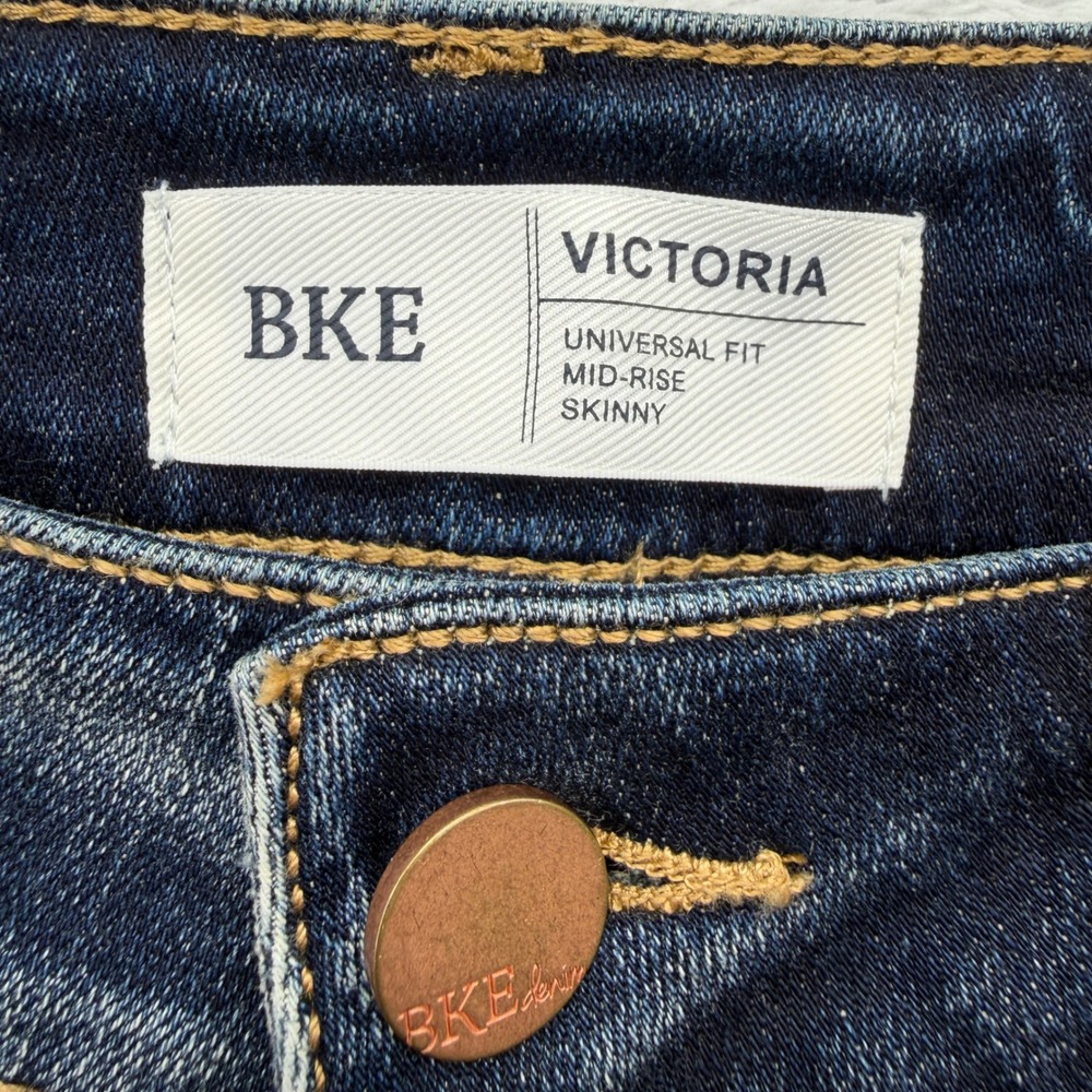 BKE Victoria Jeans Womens 28x31.5 Blue Mid-Rise Skinny Distressed Ripped Denim - Picture 4 of 10